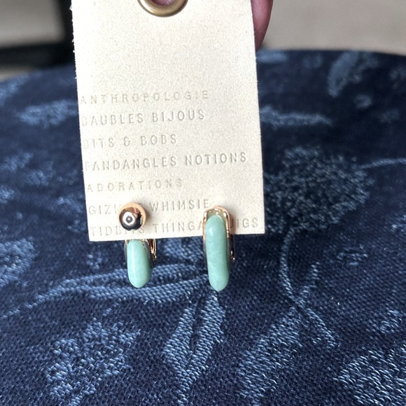 Anthropologie Mint Hoops with Ball Post Closure - Picture 3 of 3